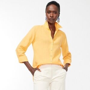 CHICO’S pure linen shirt blouse mango color size 2/US 12